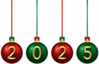 2025 Christmas Red Green Balls PNG Image