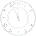 2025 Silver New Year Clock Clipart