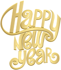 Happy New Year Golden Text Decorative PNG Clipart