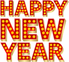 Happy New Year Neon Text PNG Clipart