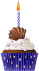 Birthday Muffin Blue with Candle PNG Clip Art