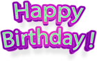 Happy Birthday Magenta Text PNG Clipart