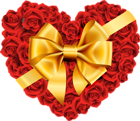 Large Rose Heart with Gold Bow PNG Clipart