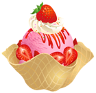 Transparent Strawberry Ice Cream Waffle Basket PNG Picture