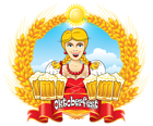 Oktoberfest Girl with Beer Mugs and Wheat PNG Clipart Image