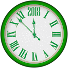 2018 New Year Green Clock Tree PNG Clip Art