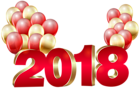 2018 Red Gold and Balloons PNG Clip Art Image