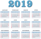 2019 Blue Calendar Transparent PNG Image