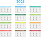2023 Calendar with Colors Clipart