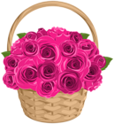 Basket with Roses Transparent PNG Clip Art