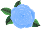 Blue Rose and Leaves PNG Clipart