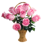 Transparent Pink Roses Basket PNG Picture