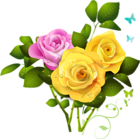 Yellow and Pink Rose Bouquet PNG Clipart