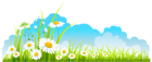 Spring Decor Sky Grass and Camomile PNG Clipart