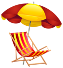 Beach Chair and Umbrella PNG Clip Art Image
