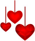 Hanging Red Hearts Transparent PNG Image