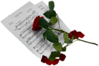 Music Score Love and Red Rose PNG Picture