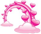 Pink Valentine Clouds With Hearts and Pink Rainbow PNG Clipart