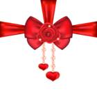 Red Decorative Bow with Rose and Hearts PNG Clipart Picture