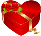 Red Heart Box with Red Roses PNG Clipart Image