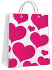 Valentine Pink Gift Bag with Hearts PNG Clipart