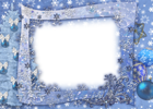 Blue Transparent Christmas Photo Frame with Snowflakesl