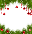 Christmas Transparent PNG Frame with Red Ornaments