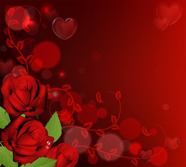 This jpeg image - Red Roses and Hearts Background, is available for free download