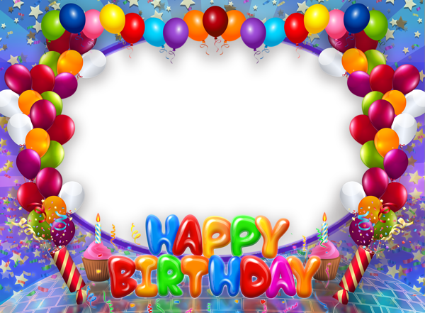 This png image - Happy Birthday Transparent PNG Frame with Balloons, is available for free download