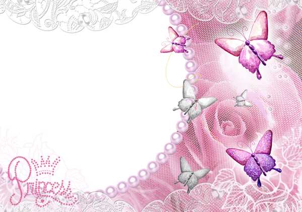 This png image - Pink Transparent Frame with Butterflies, is available for free download