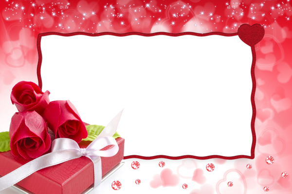 This png image - Red Roses with Hearts and Diamonds PNG Photo Frame, is available for free download