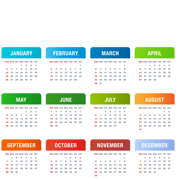 This png image - 2025 Calendar Colorful Transparent PNG Image, is available for free download