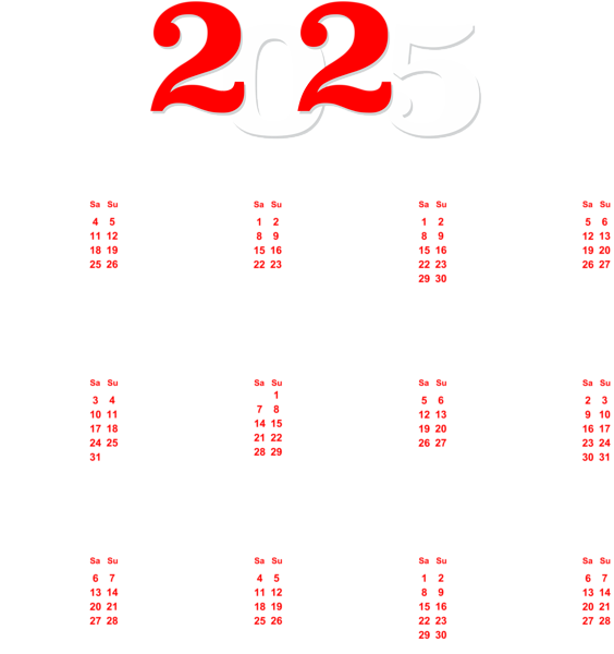 This png image - 2025 Calendar White Transparent PNG Clip Art, is available for free download