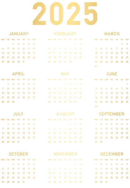 This png image - 2025 Gold Calendar PNG Clipart, is available for free download