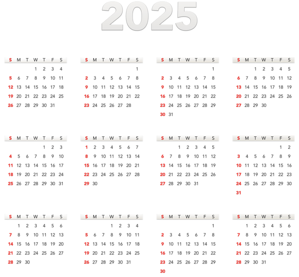 This png image - 2025 Transparent Calendar, is available for free download