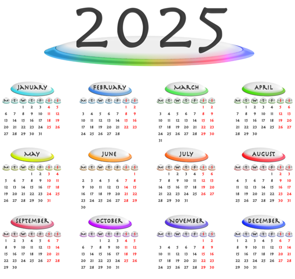 This png image - 2025 Transparent Retro Colors EU Calendar, is available for free download