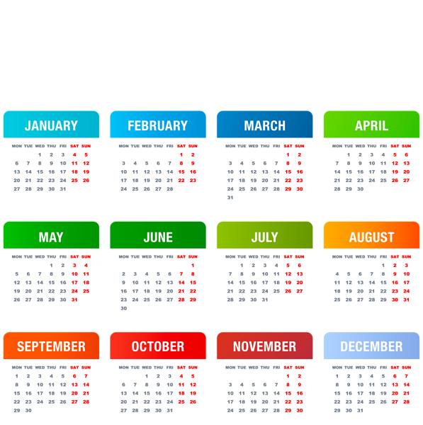 This png image - 2026 EU Calendar Colorful Transparent PNG Image, is available for free download