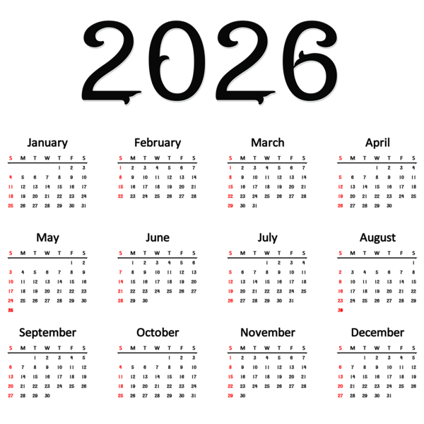 This png image - 2026 PNG Transparent Calendar, is available for free download