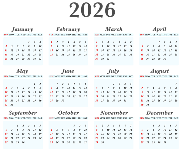 This png image - 2026 US Stylized Blue PNG Calendar, is available for free download