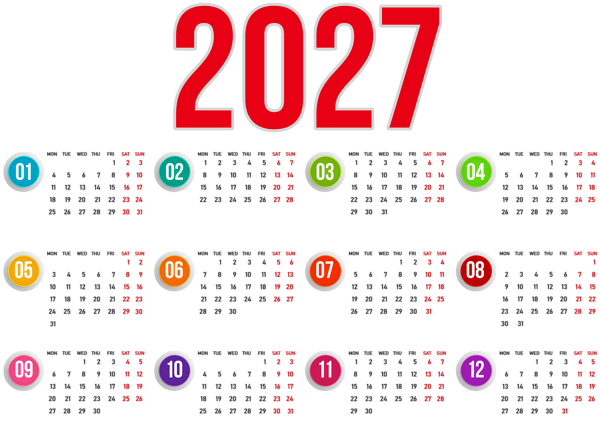 This png image - 2027 Calendar Transparent PNG Image, is available for free download