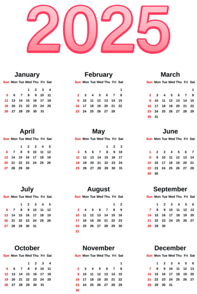 This png image - Transparent 2025 Calendar PNG Image, is available for free download