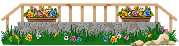 This png image - Fence with Grass and Flowers PNG Clipar Image, is available for free download