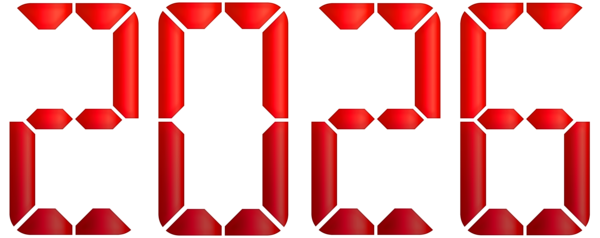 This png image - 2026 Digital Red Transparent PNG Clipart, is available for free download