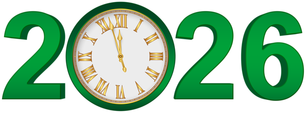 This png image - 2026 Green Clock Transparent Clip Art Image, is available for free download