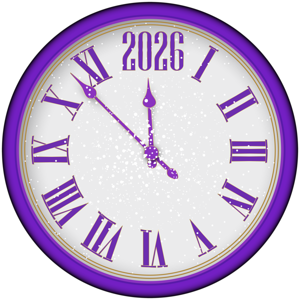 This png image - 2026 New Year Purple Clock PNG Clipart, is available for free download