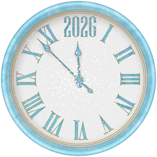 This png image - 2026 New Year Snowy Clock PNG Clipart, is available for free download