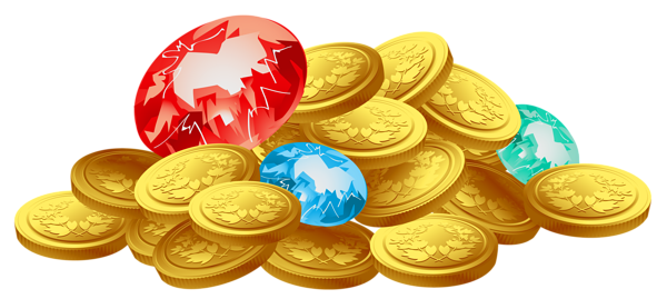 This png image - Gold Coins and Diamonds Treasure PNG Clipart Image, is available for free download