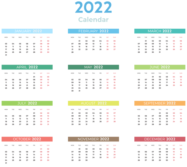 This png image - 2022 Color Calendar Transparent Clipart, is available for free download