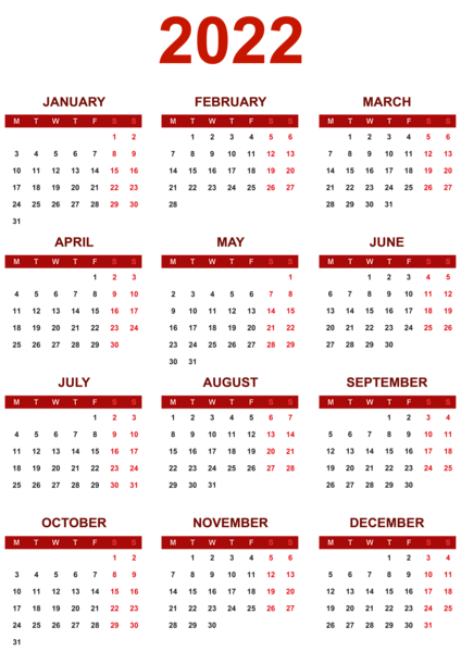 This png image - 2022 EU Red Calendar Transparent Clipart, is available for free download