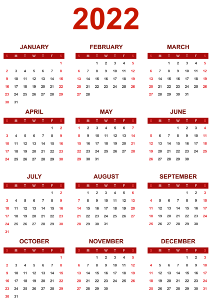 This png image - 2022 Red Calendar Transparent Clipart, is available for free download